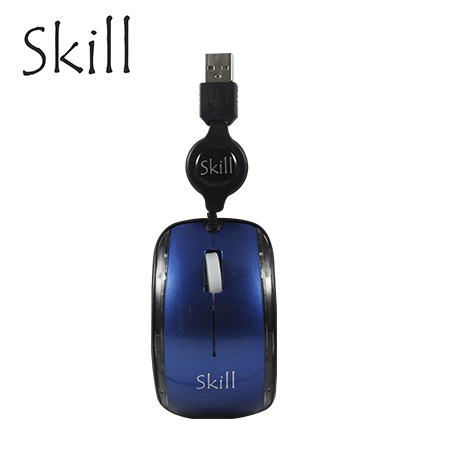 MOUSE SKILL USB MINI RETRACTIL BLUE C/ LUCES (PN XMK-258-BL)